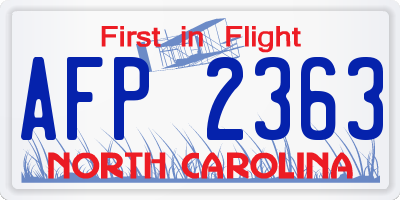 NC license plate AFP2363