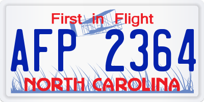 NC license plate AFP2364