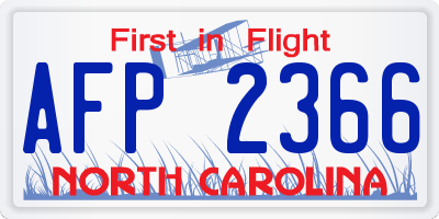 NC license plate AFP2366