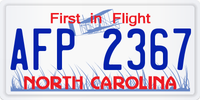 NC license plate AFP2367
