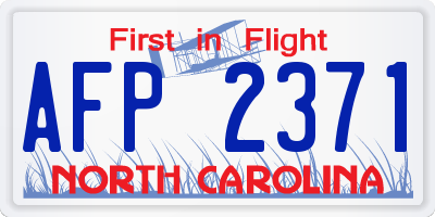 NC license plate AFP2371