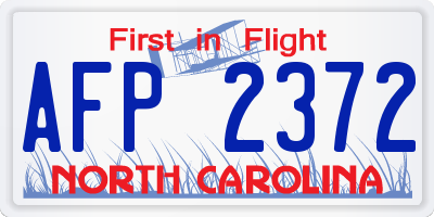 NC license plate AFP2372