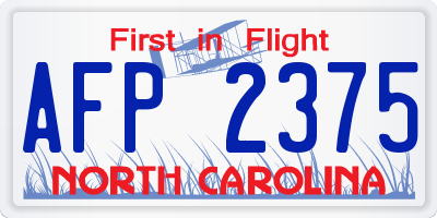 NC license plate AFP2375