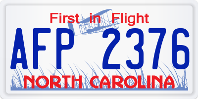 NC license plate AFP2376