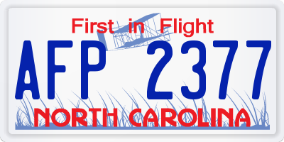 NC license plate AFP2377