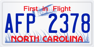 NC license plate AFP2378