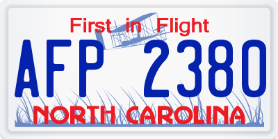 NC license plate AFP2380