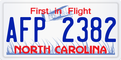 NC license plate AFP2382