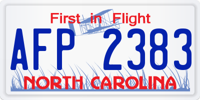 NC license plate AFP2383