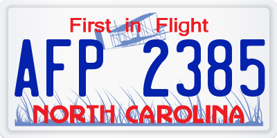 NC license plate AFP2385