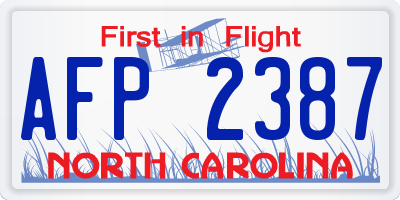 NC license plate AFP2387