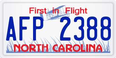 NC license plate AFP2388