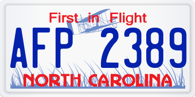 NC license plate AFP2389