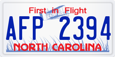 NC license plate AFP2394