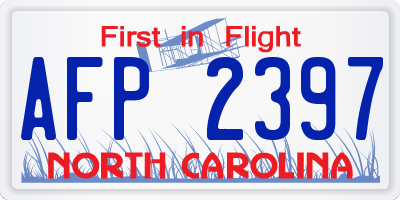 NC license plate AFP2397