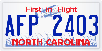 NC license plate AFP2403