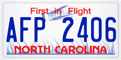 NC license plate AFP2406