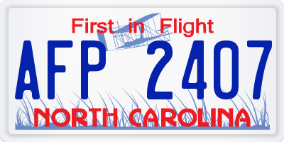 NC license plate AFP2407