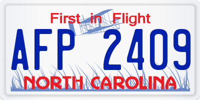 NC license plate AFP2409