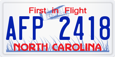 NC license plate AFP2418