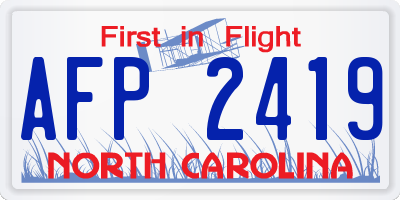 NC license plate AFP2419