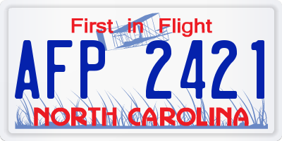 NC license plate AFP2421