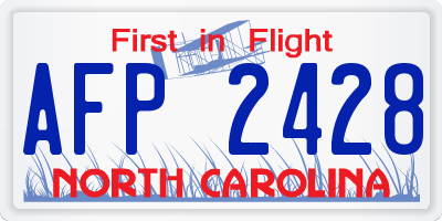 NC license plate AFP2428