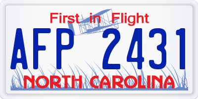 NC license plate AFP2431