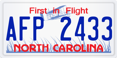 NC license plate AFP2433