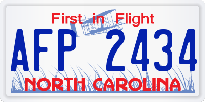 NC license plate AFP2434