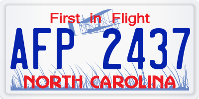 NC license plate AFP2437