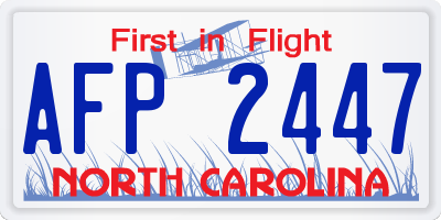 NC license plate AFP2447