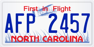 NC license plate AFP2457