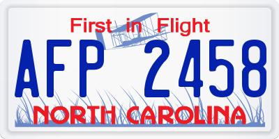 NC license plate AFP2458