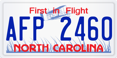 NC license plate AFP2460