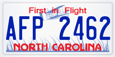 NC license plate AFP2462