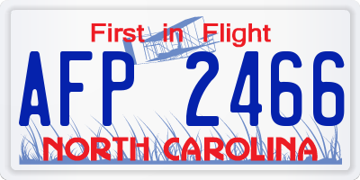 NC license plate AFP2466
