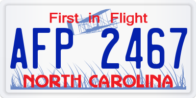 NC license plate AFP2467