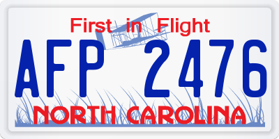 NC license plate AFP2476