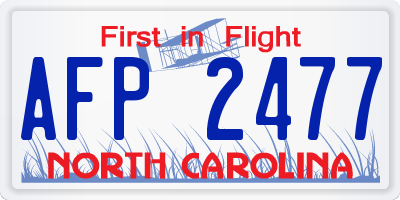 NC license plate AFP2477