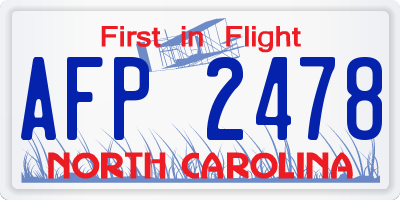 NC license plate AFP2478