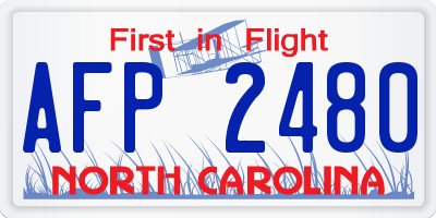 NC license plate AFP2480