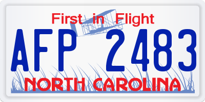 NC license plate AFP2483
