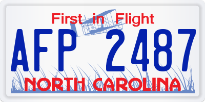 NC license plate AFP2487