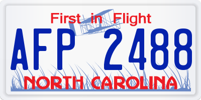 NC license plate AFP2488