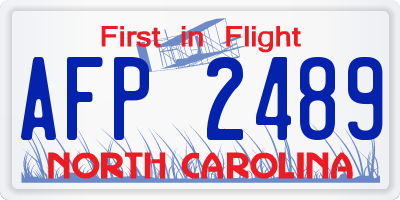 NC license plate AFP2489