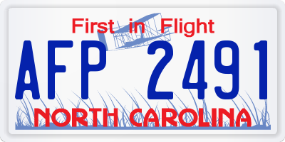 NC license plate AFP2491