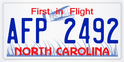 NC license plate AFP2492