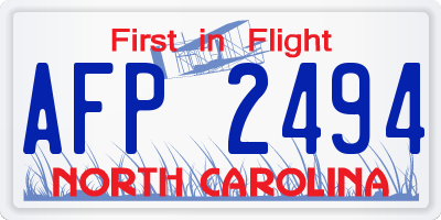 NC license plate AFP2494