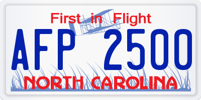 NC license plate AFP2500